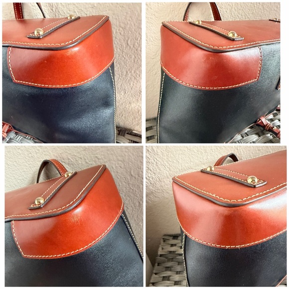 Dooney & Bourke Black Saffiano Leather Tote with Brown Trim - Picture 12 of 16